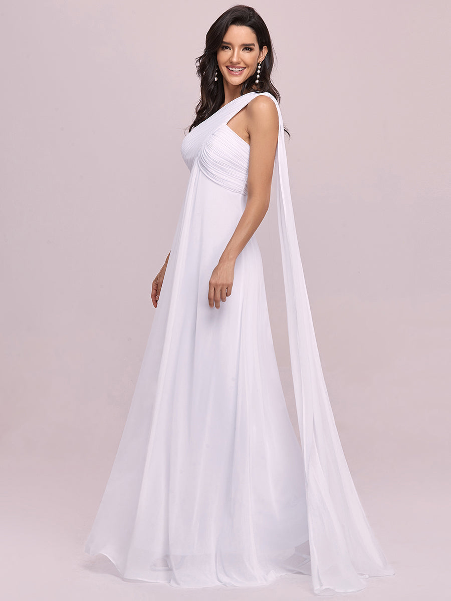 Robes de Soirée élégant Maxi Chiffon avec Une épaule pour Femmes #Couleur_Blanc