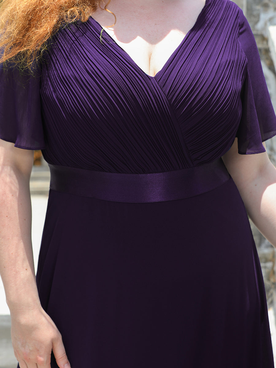 Robe de Soirée Grande Taille TEmpire avec Manches Flottantes #Couleur_Violet Fonce