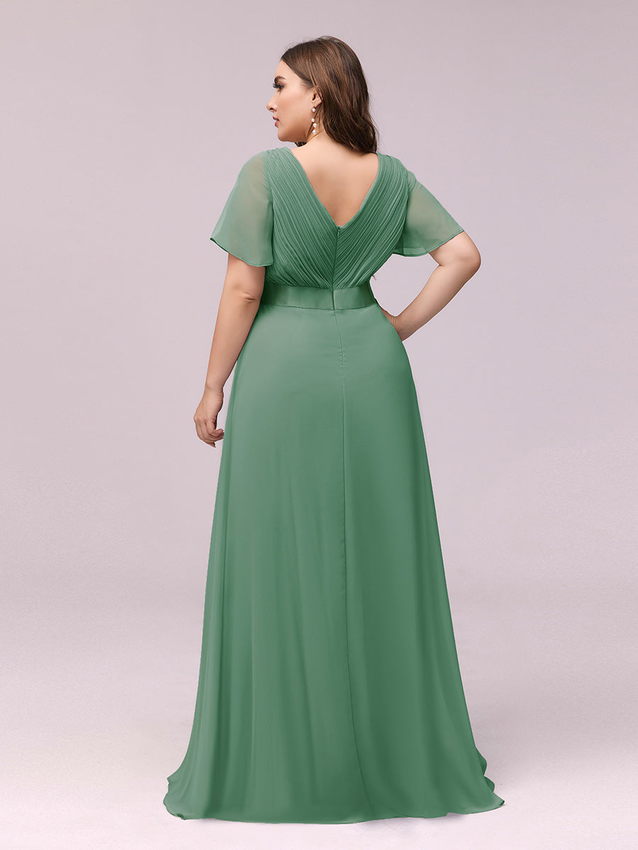 Robe de Soirée Grande Taille Empire avec Manches Flottantes #Couleur_Haricot Vert