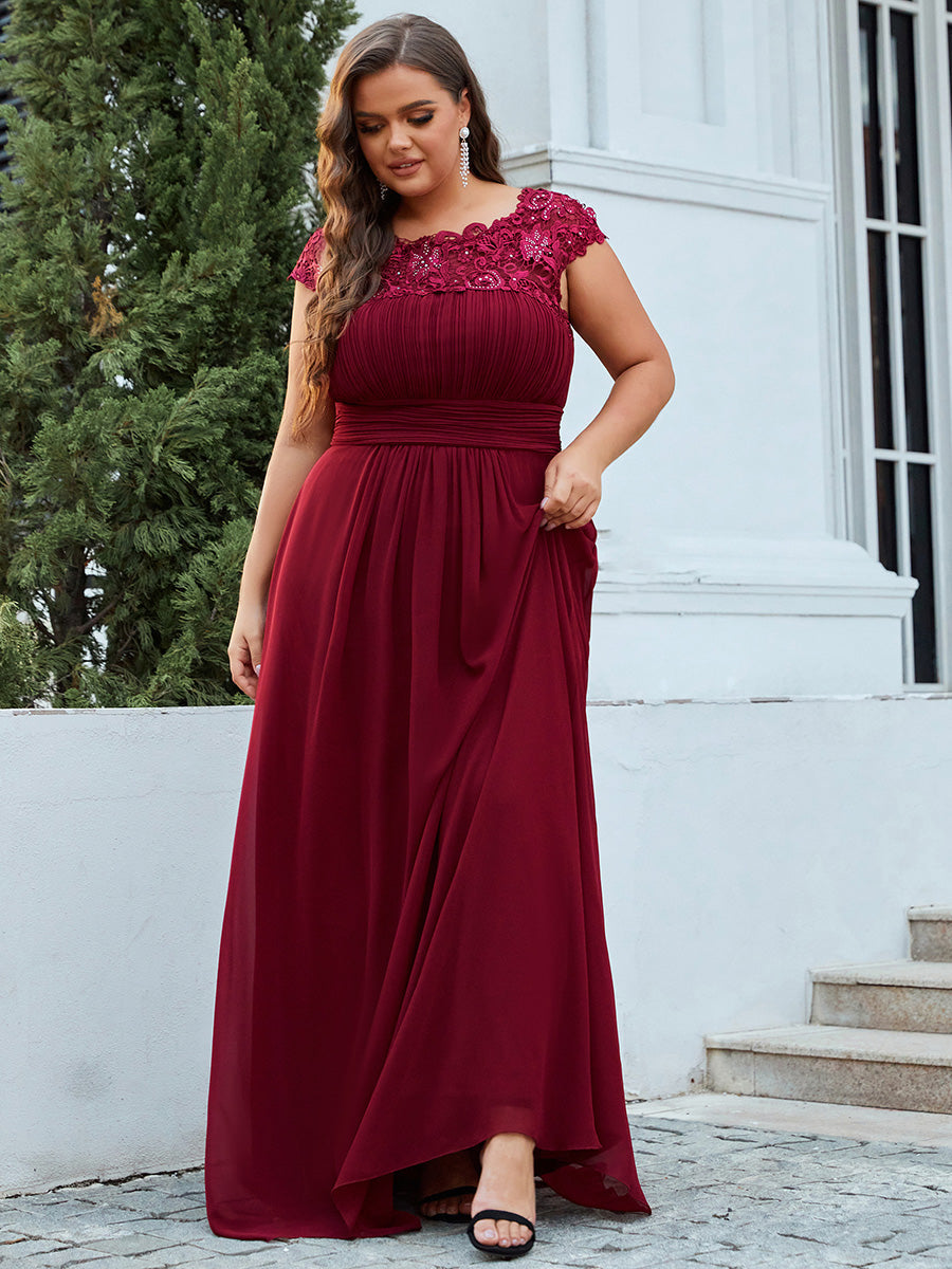 Robe de soirée élégante et flatteuse de grande taille #Couleur_Bordeaux