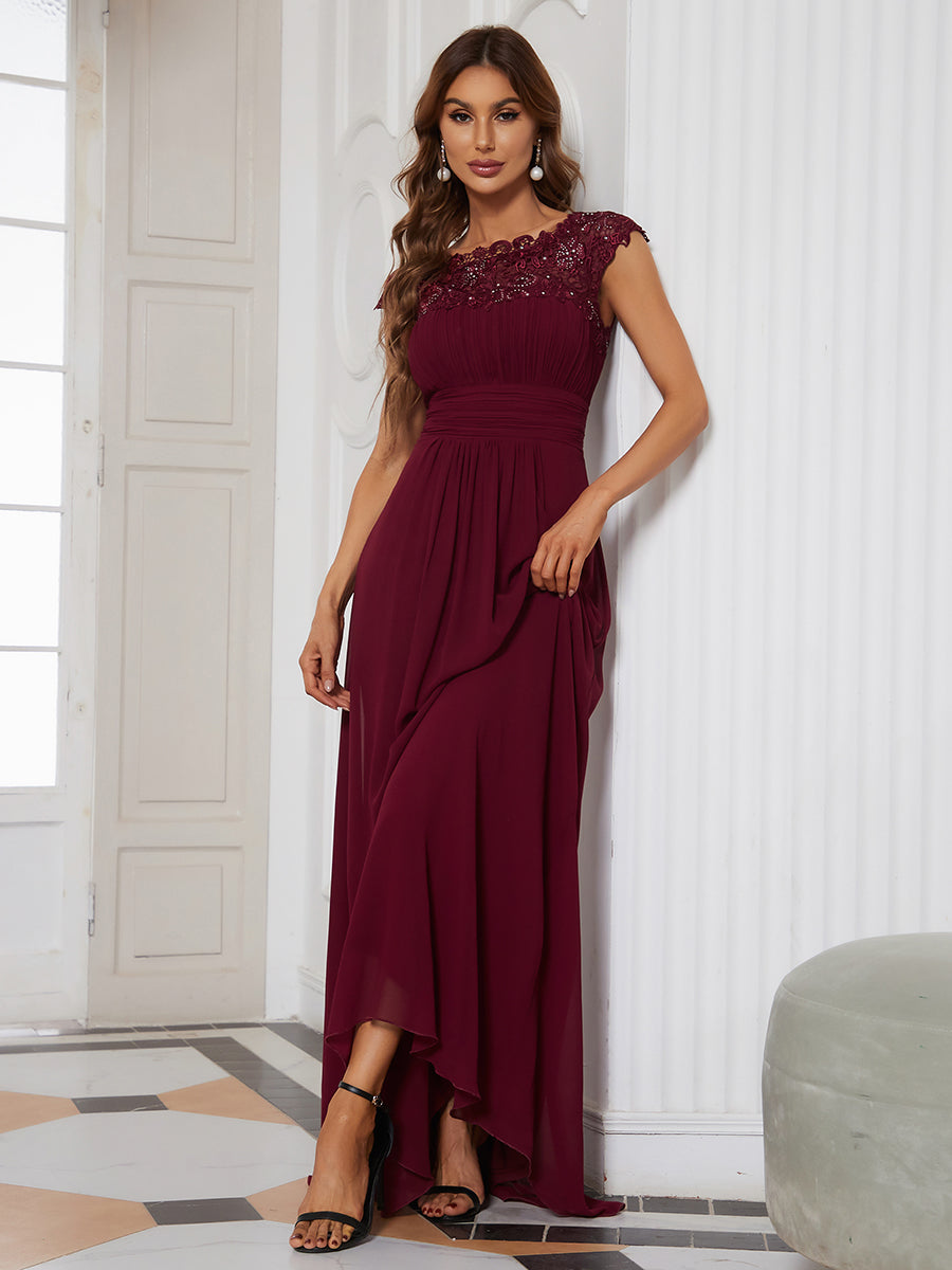 Robe mariage invitée en mousseline élégante et fluide #Couleur_Bordeaux