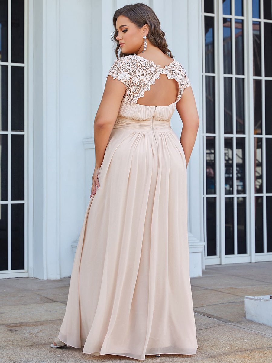 Robe de demoiselle d'honneur Maxi longue à taille Empire A Line #Couleur_Blush