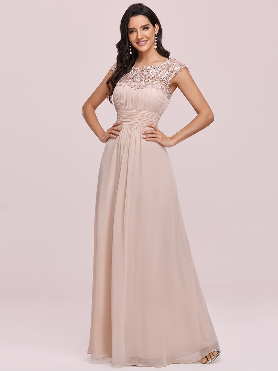 Robe de demoiselle d'honneur Maxi longue à taille Empire A Line #Couleur_Blush