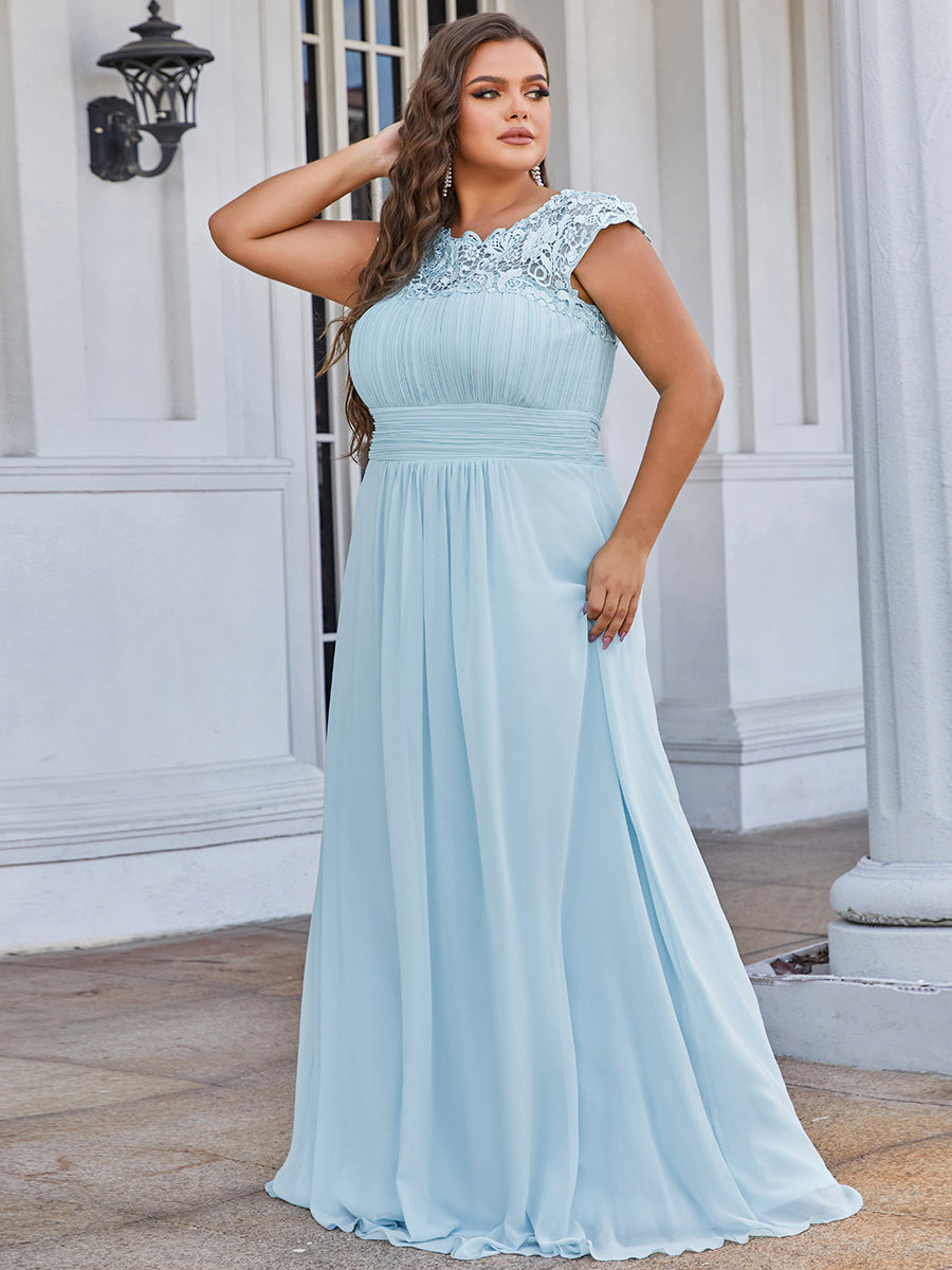 Robe de soirée élégante et flatteuse de grande taille #Couleur_Bleu Ciel