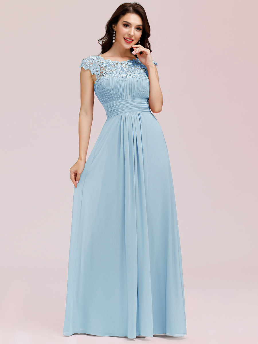 Robe mariage invitée en mousseline élégante et fluide #Couleur_Bleu Ciel