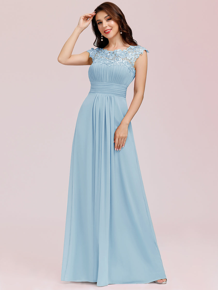 Robe mariage invitée en mousseline élégante et fluide #Couleur_Bleu Ciel