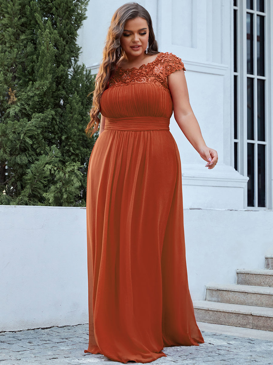 Robe de soirée élégante et flatteuse de grande taille #Couleur_Burnt Orange