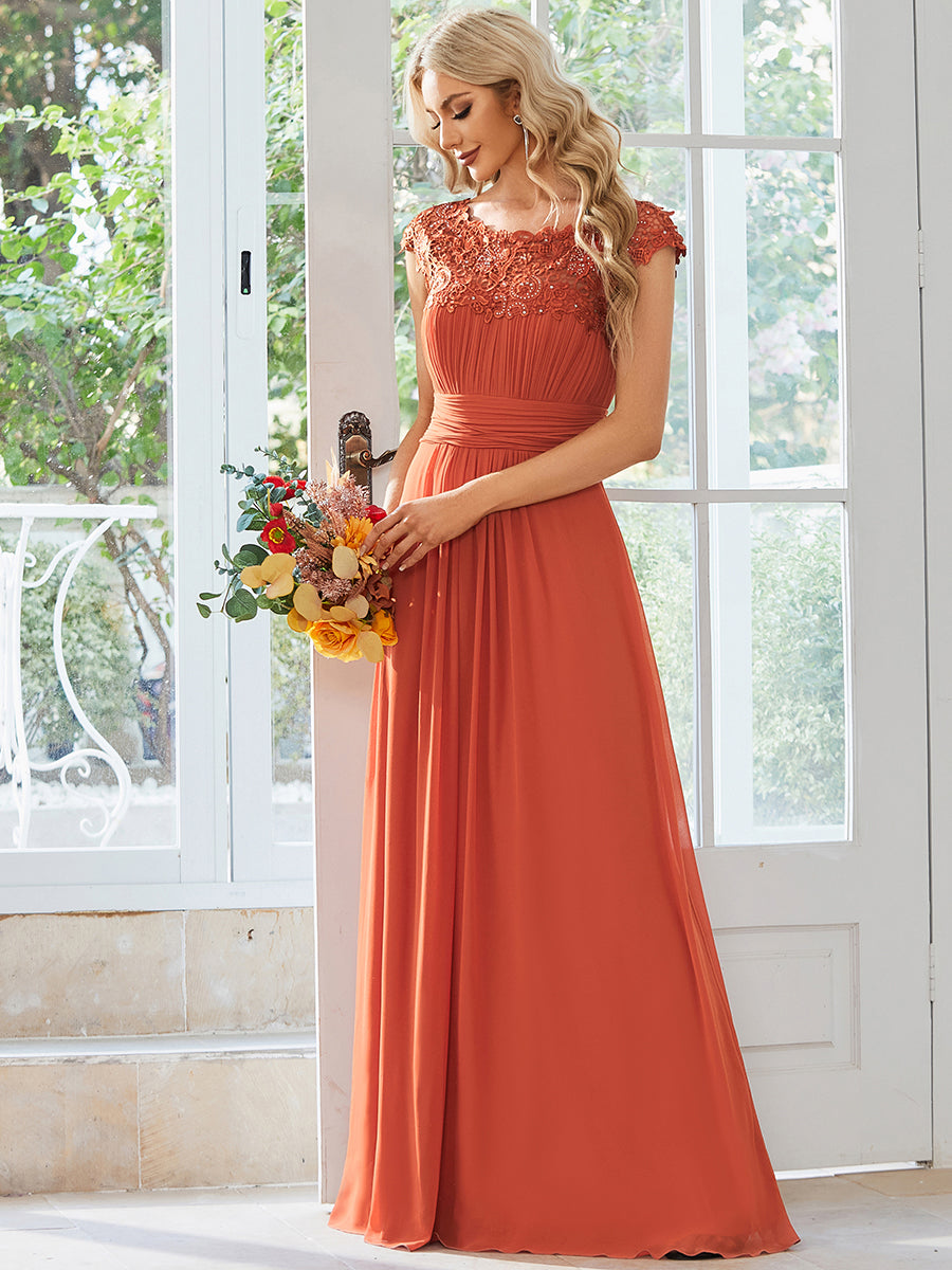 Robe mariage invitée en mousseline élégante et fluide #Couleur_Burnt Orange