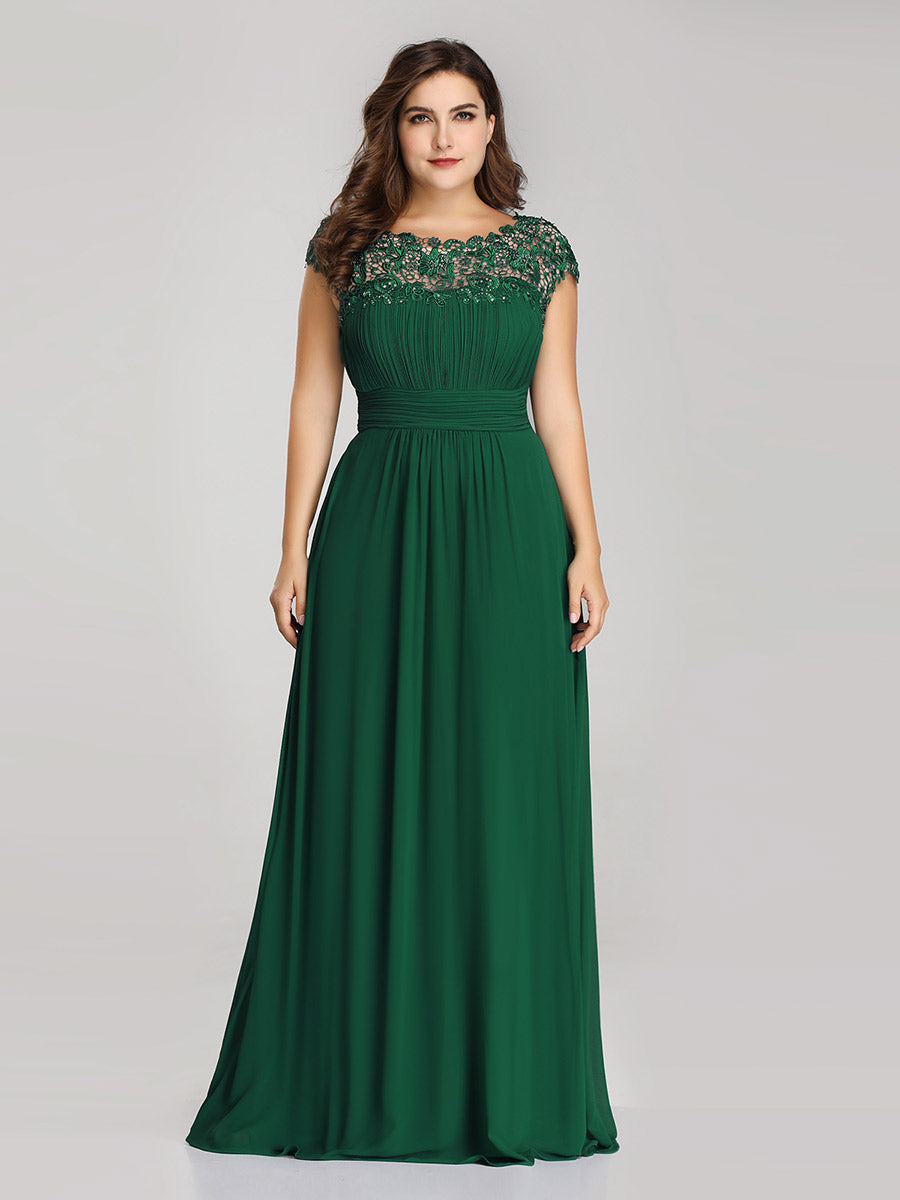 Robe de demoiselle d'honneur Maxi longue à taille Empire A Line #Couleur_Vert Fonce