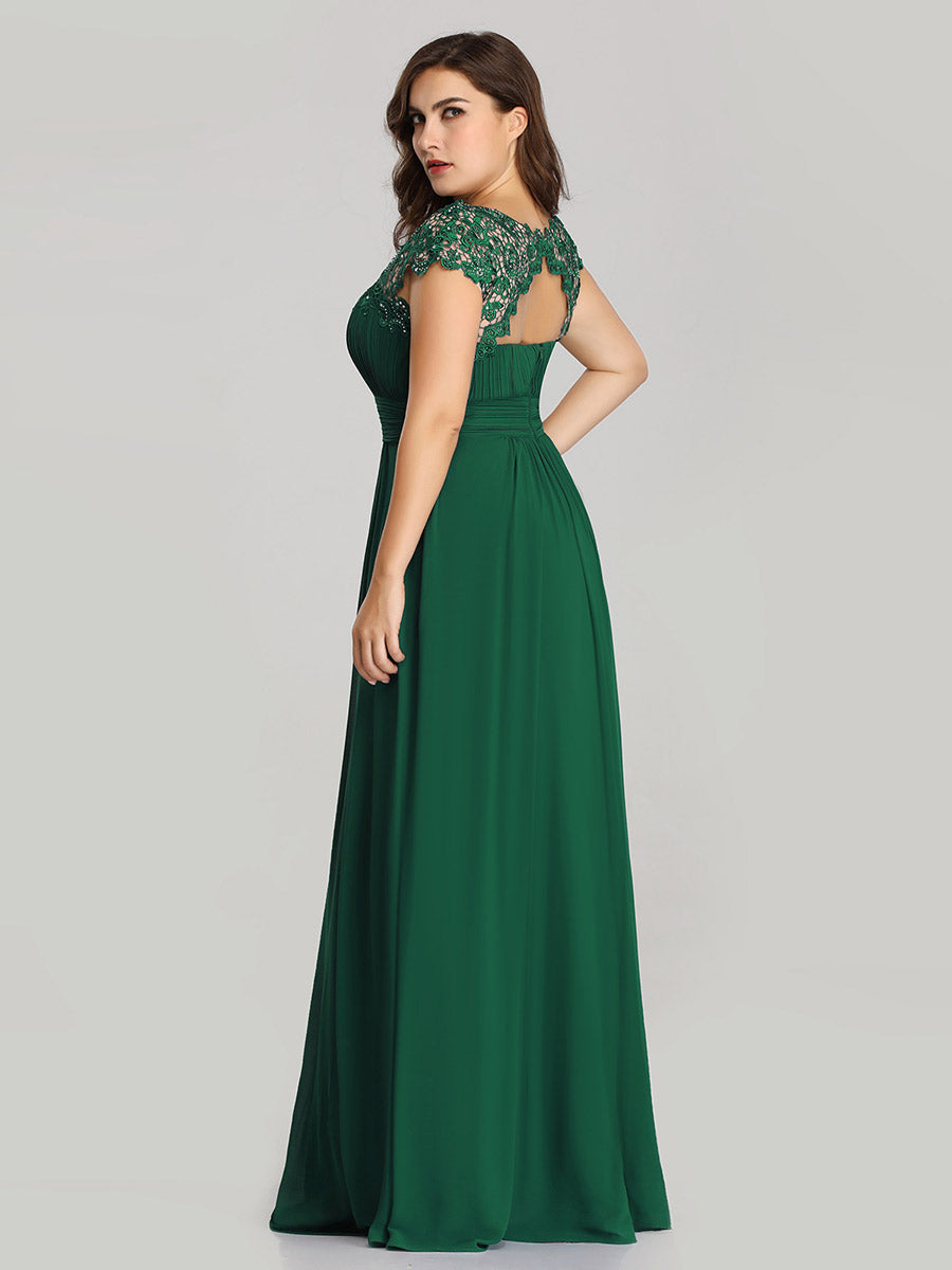 Robe de demoiselle d'honneur Maxi longue à taille Empire A Line #Couleur_Vert Fonce