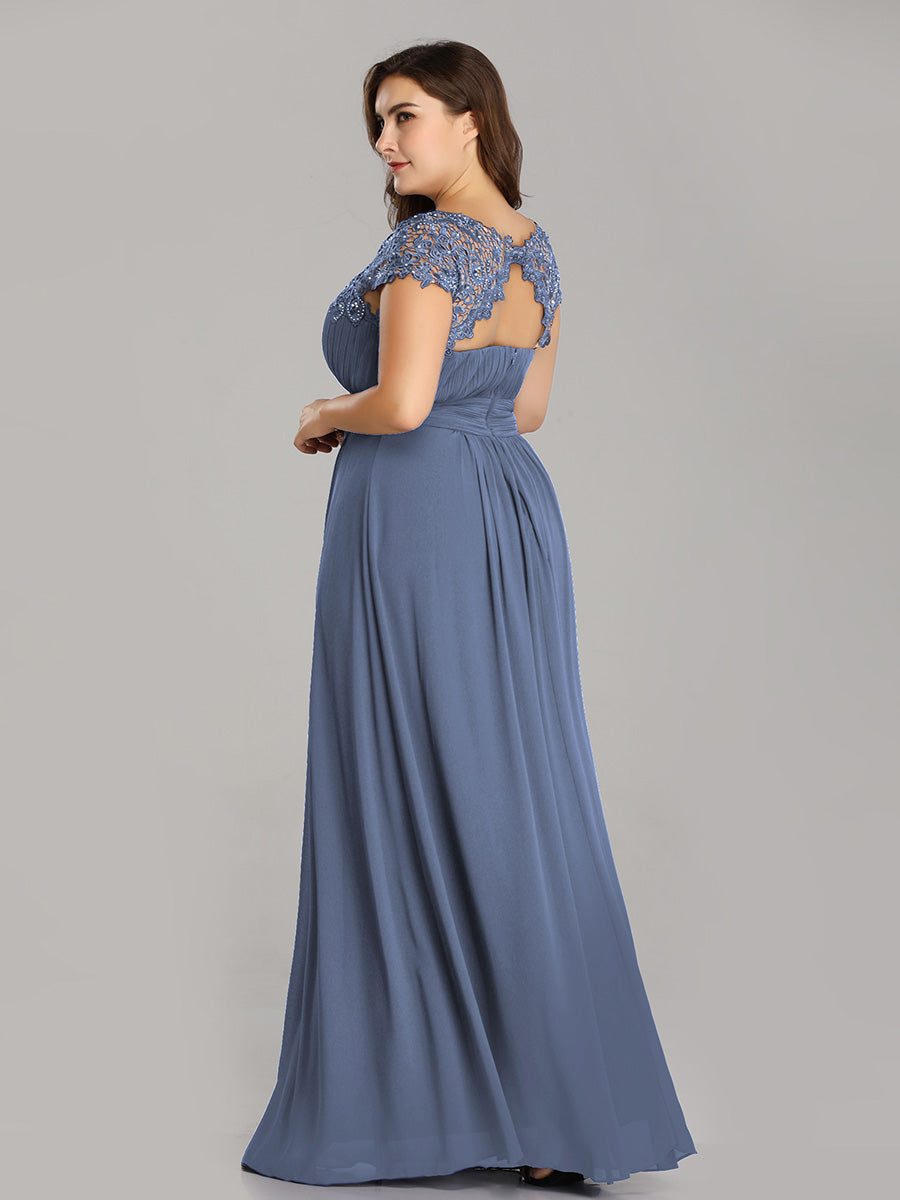 Robe de soirée élégante et flatteuse de grande taille #Couleur_Marine Fume