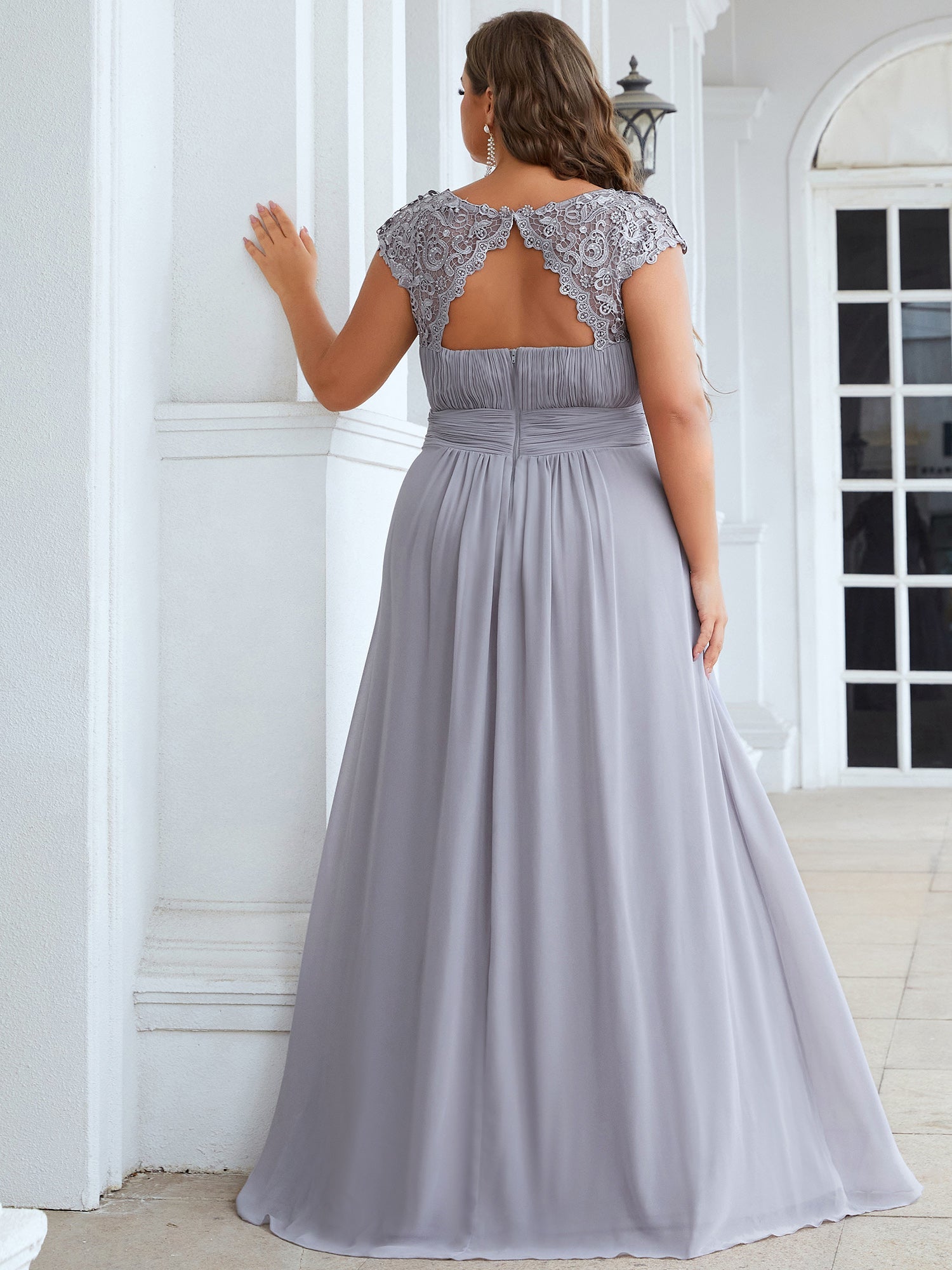 Robe de soirée élégante et flatteuse de grande taille #Couleur_Gris