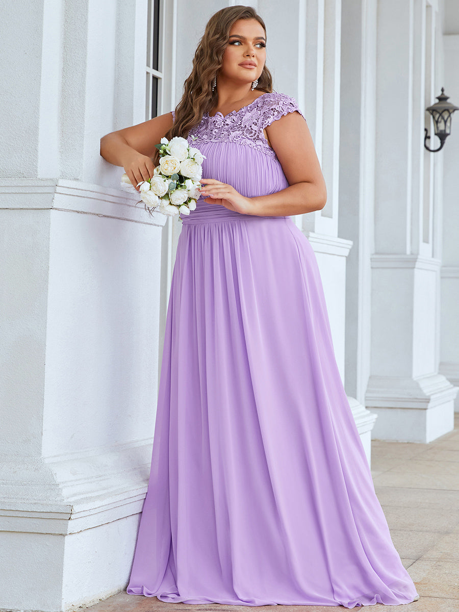 Robe de demoiselle d'honneur Maxi longue à taille Empire A Line #Couleur_Lavande