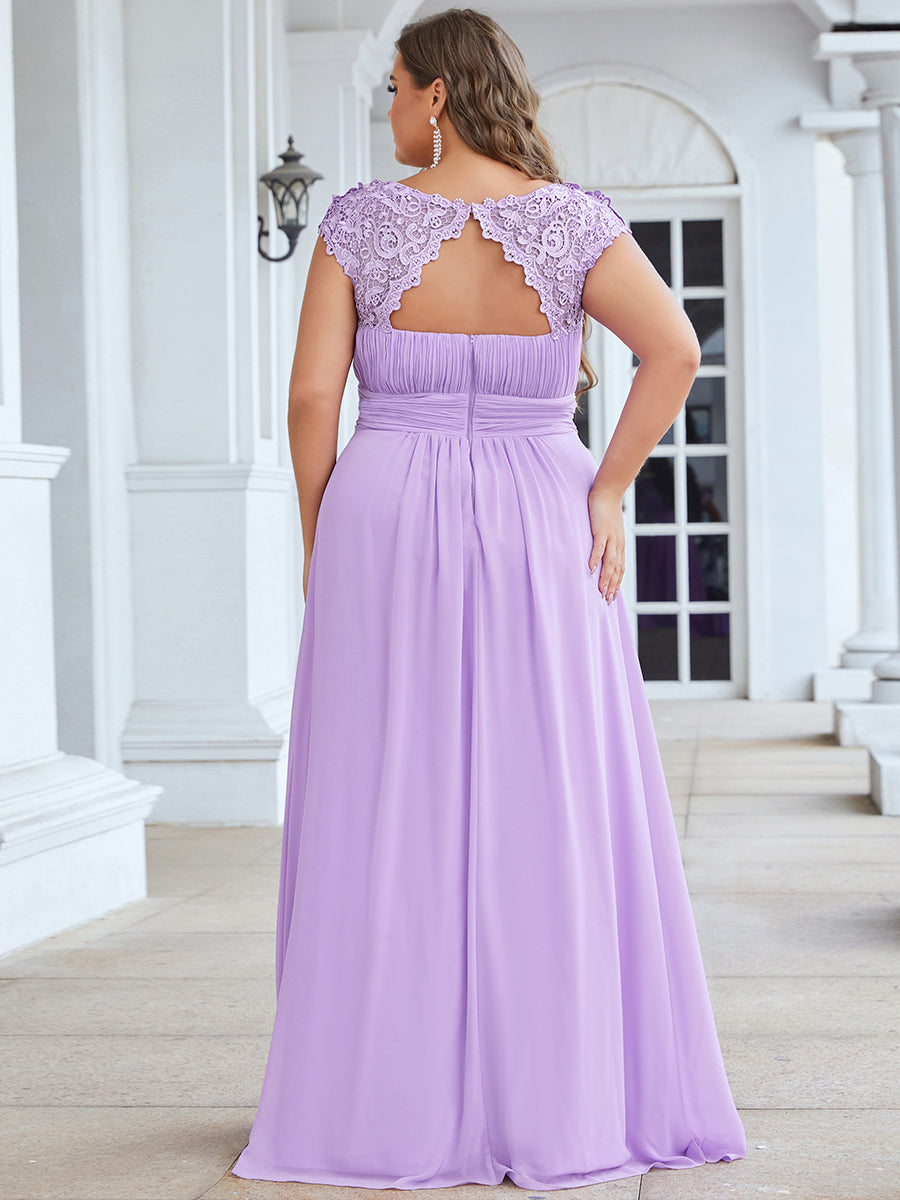 Robe de demoiselle d'honneur Maxi longue à taille Empire A Line #Couleur_Lavande