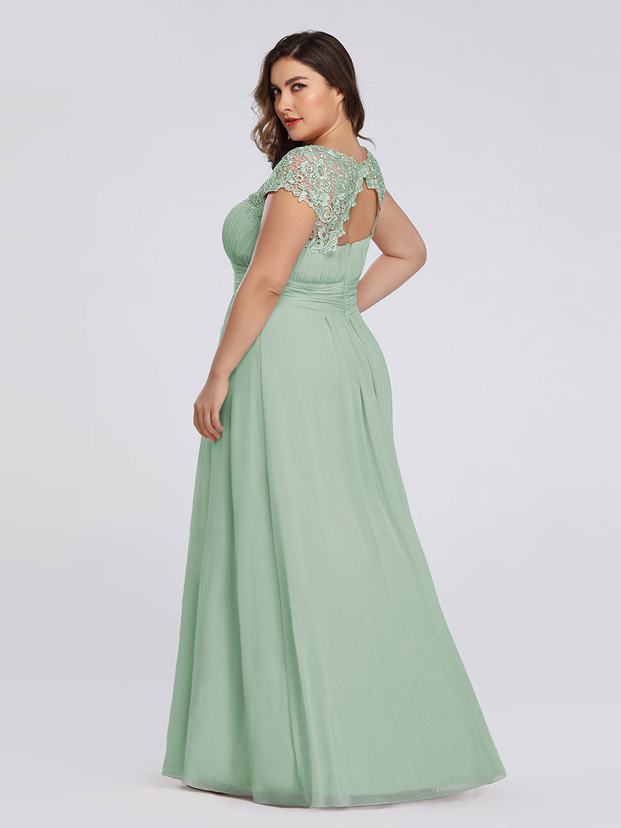 Robe de demoiselle d'honneur Maxi longue à taille Empire A Line #Couleur_Menthe Verte