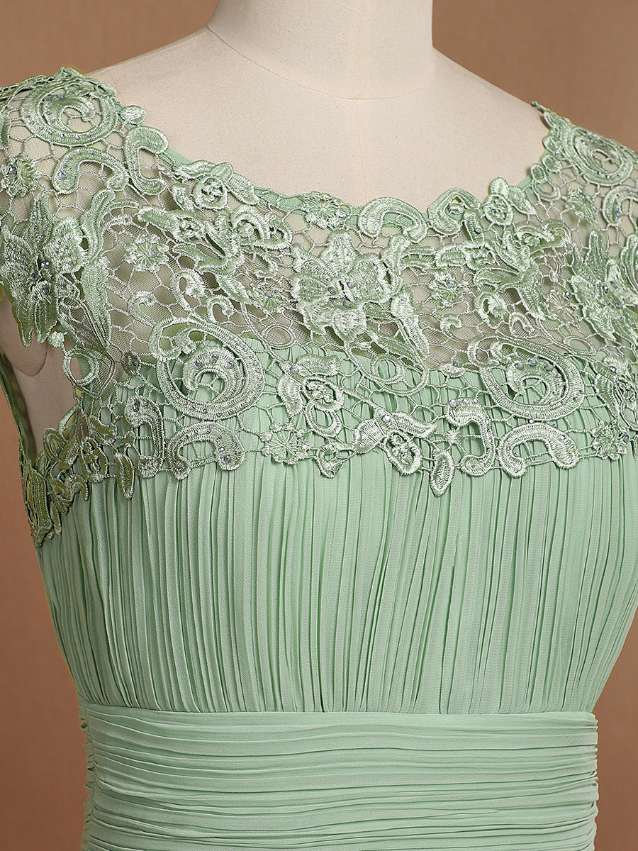 Robe de demoiselle d'honneur Maxi longue à taille Empire A Line #Couleur_Menthe Verte