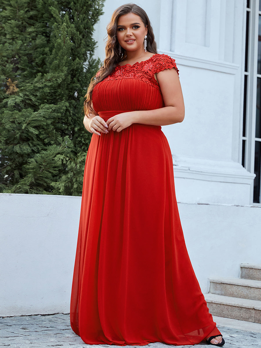 Robe de demoiselle d'honneur Maxi longue à taille Empire A Line #Couleur_Rouge