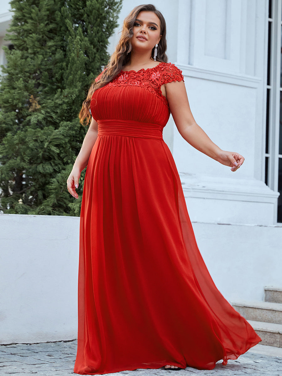 Robe de soirée élégante et flatteuse de grande taille #Couleur_Rouge