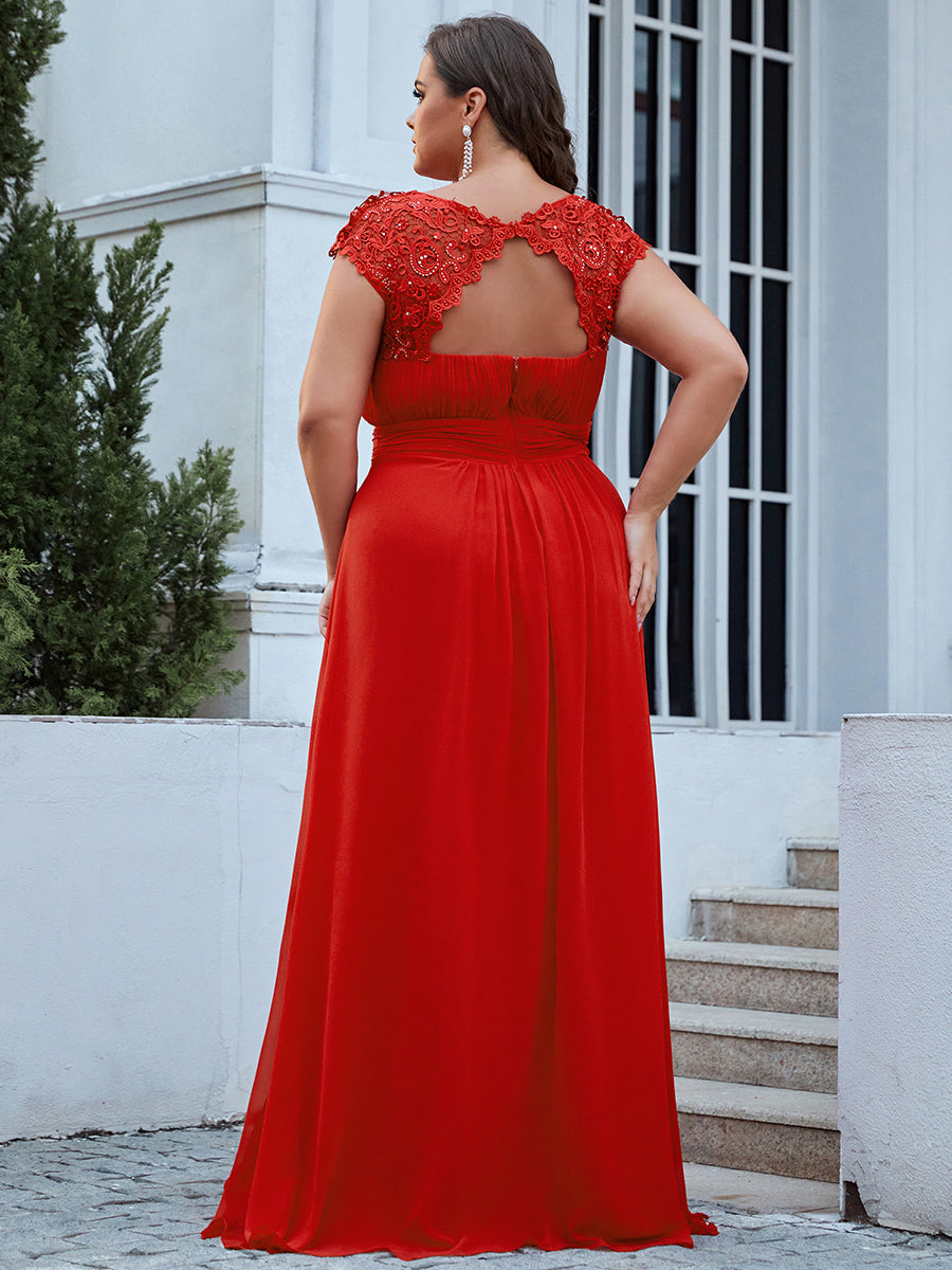 Robe de demoiselle d'honneur Maxi longue à taille Empire A Line #Couleur_Rouge