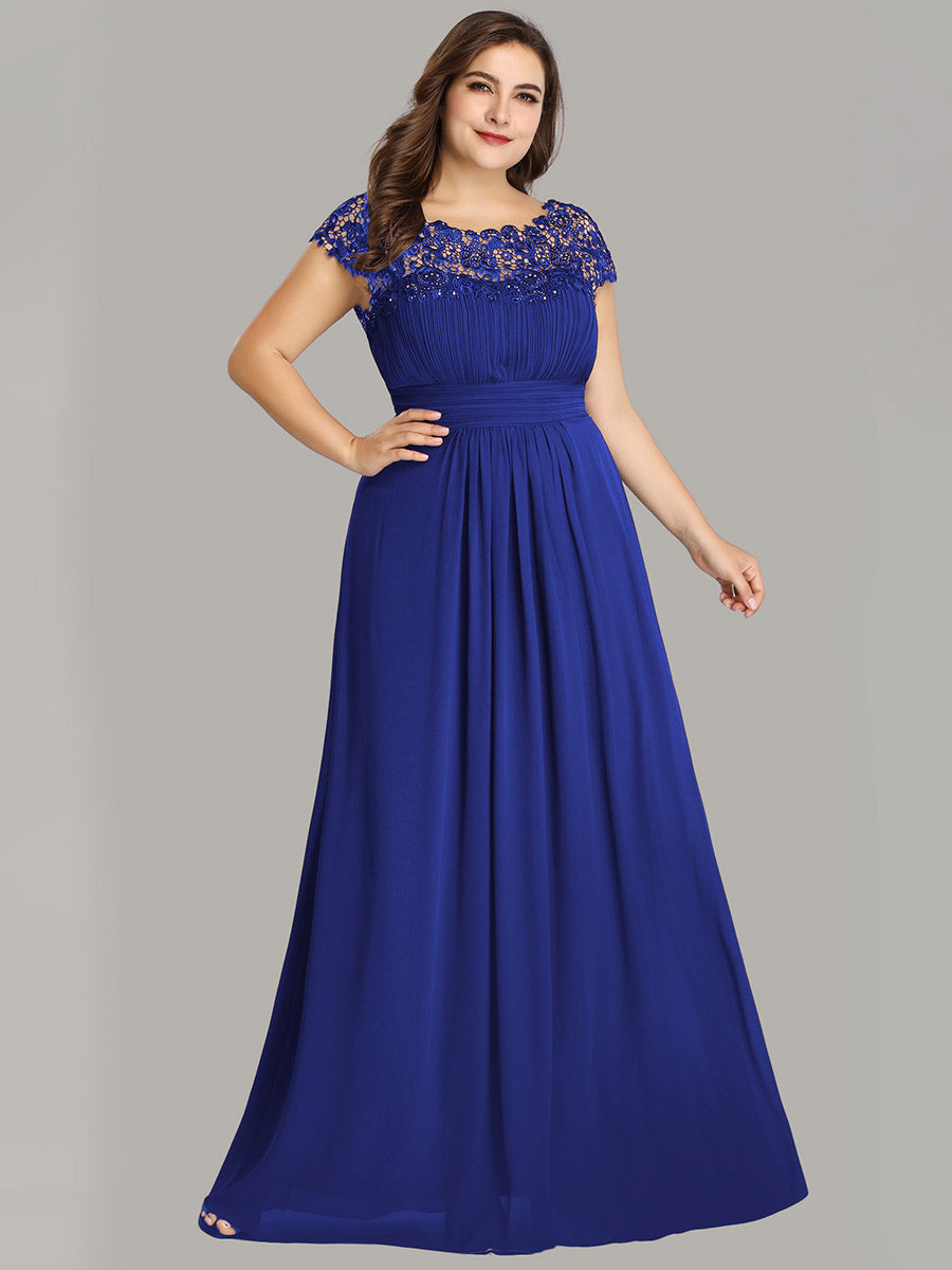 Robe de soirée élégante et flatteuse de grande taille #Couleur_Bleu Saphir