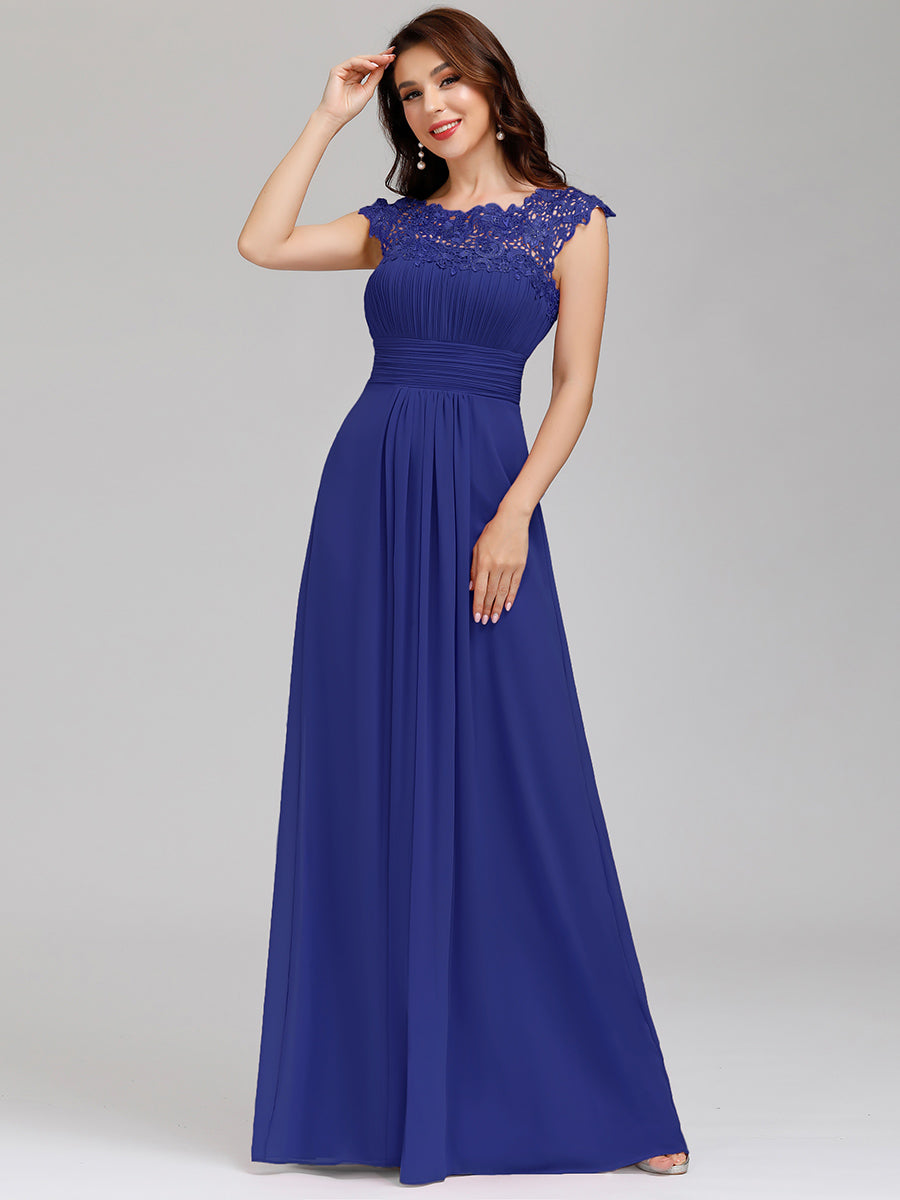 Robe mariage invitée en mousseline élégante et fluide #Couleur_Bleu Saphir