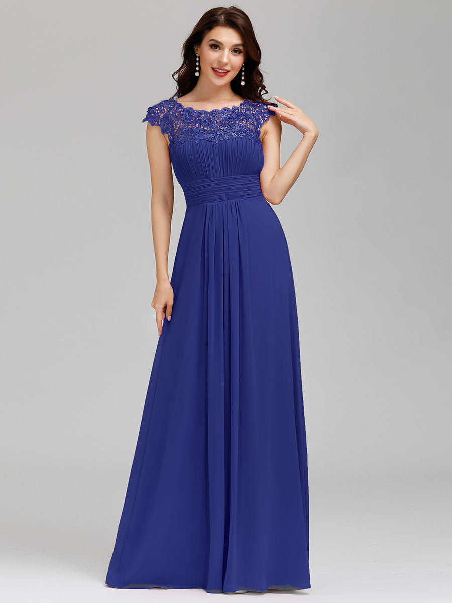 Robe mariage invitée en mousseline élégante et fluide #Couleur_Bleu Saphir