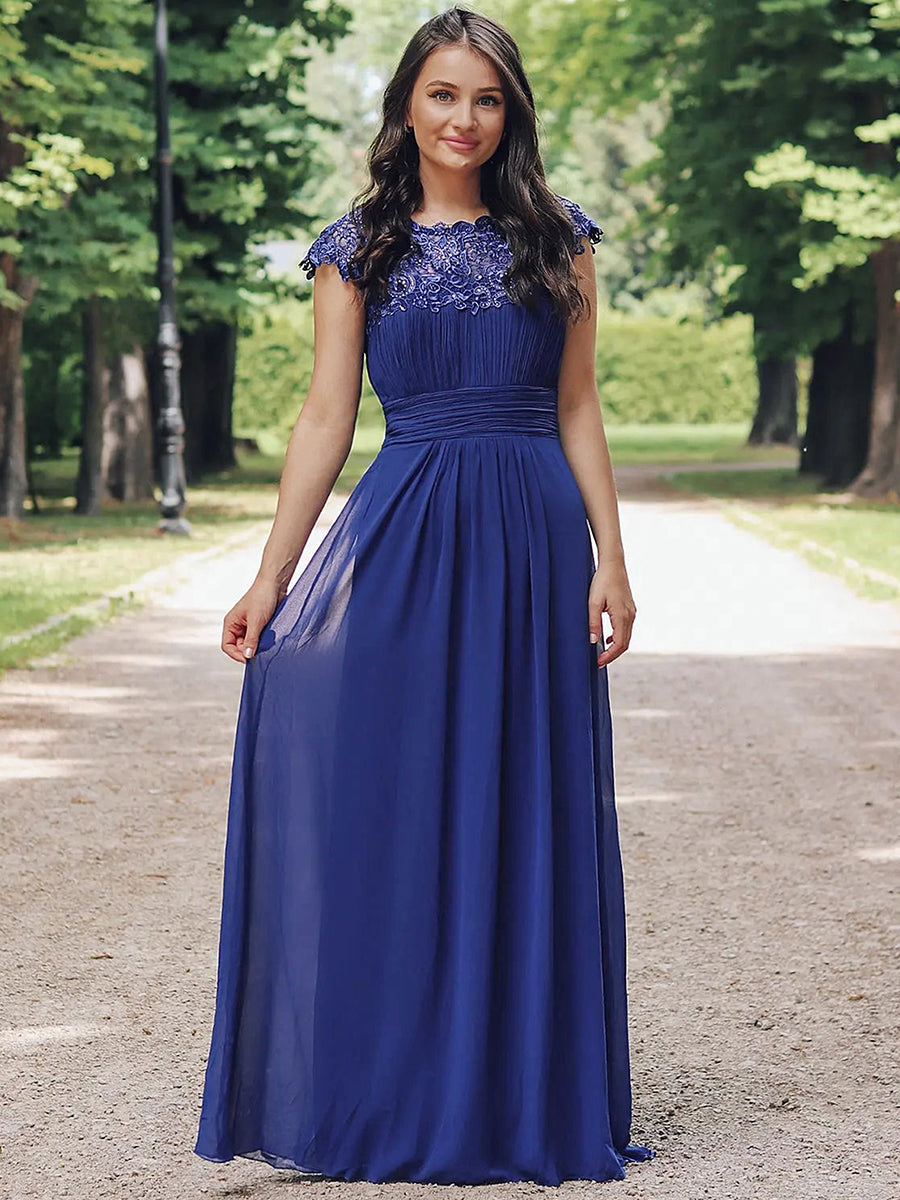 Robe mariage invitée en mousseline élégante et fluide #Couleur_Bleu Saphir