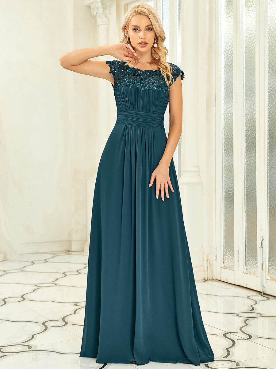 Robe mariage invitée en mousseline élégante et fluide #Couleur_Bleu Sarcelle