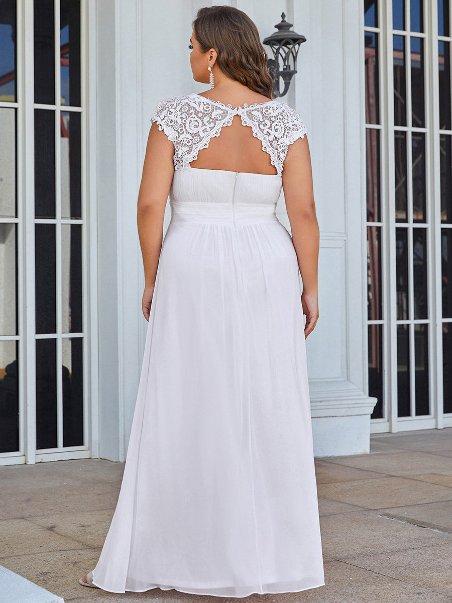 Robe de demoiselle d'honneur Maxi longue à taille Empire A Line #Couleur_Blanc