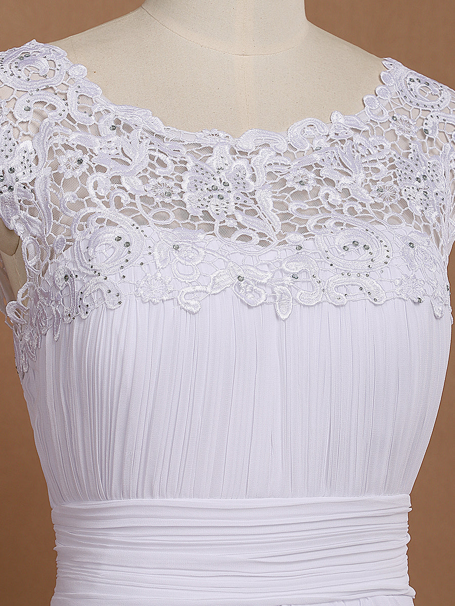 Robe de demoiselle d'honneur Maxi longue à taille Empire A Line #Couleur_Blanc