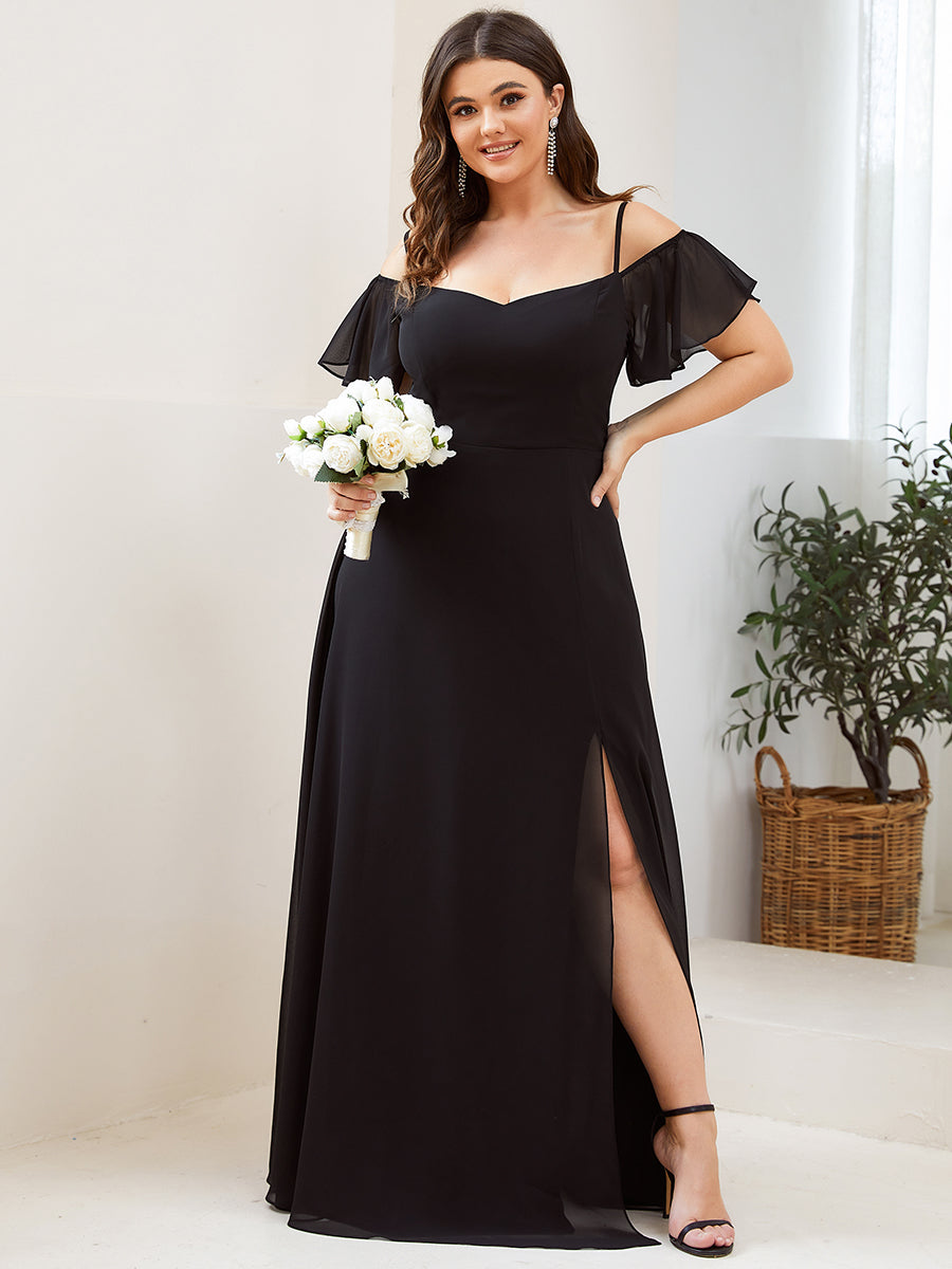 Taille personnalisée Robe de soirée sexy à épaules dénudées et à encolure en V #Couleur_Noir