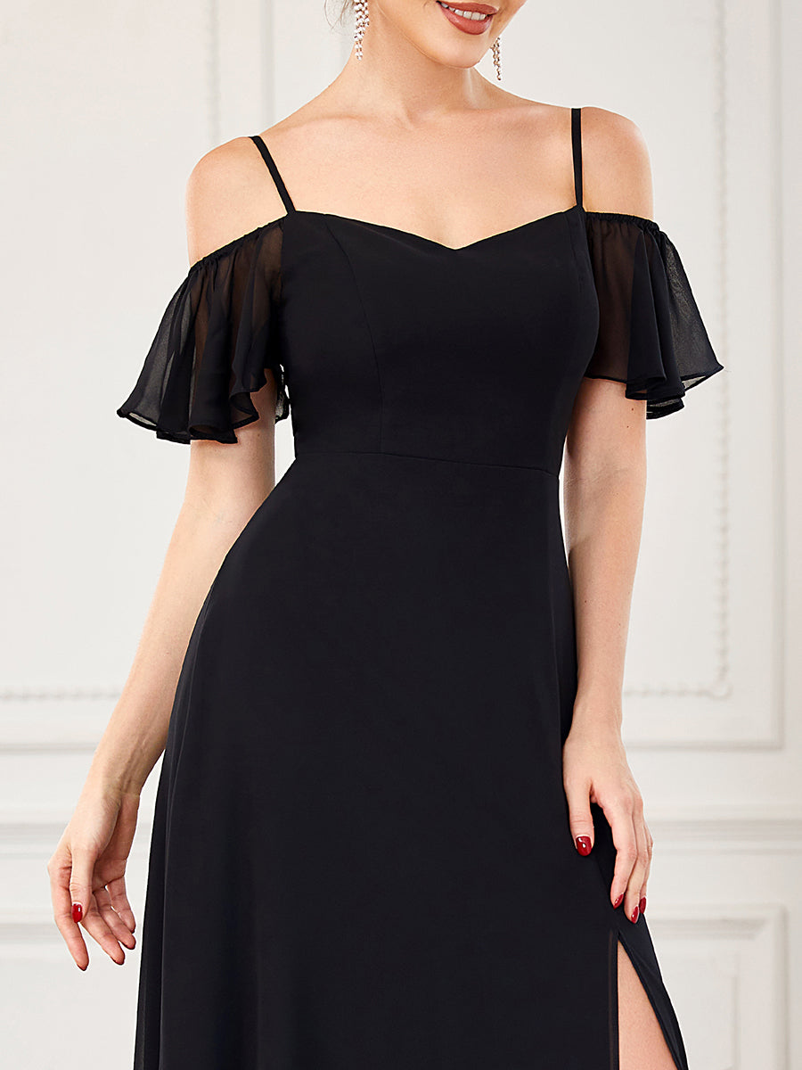 Taille personnalisée Robe de soirée sexy à épaules dénudées et à encolure en V #Couleur_Noir