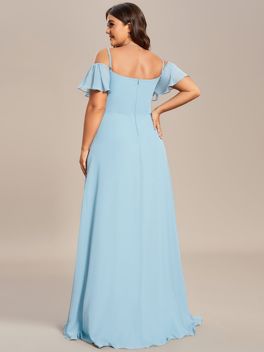 Taille personnalisée Robe de soirée sexy à épaules dénudées et à encolure en V #Couleur_Bleu Ciel