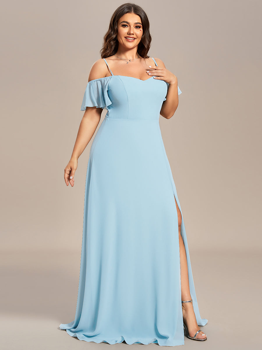 Taille personnalisée Robe de soirée sexy à épaules dénudées et à encolure en V #Couleur_Bleu Ciel