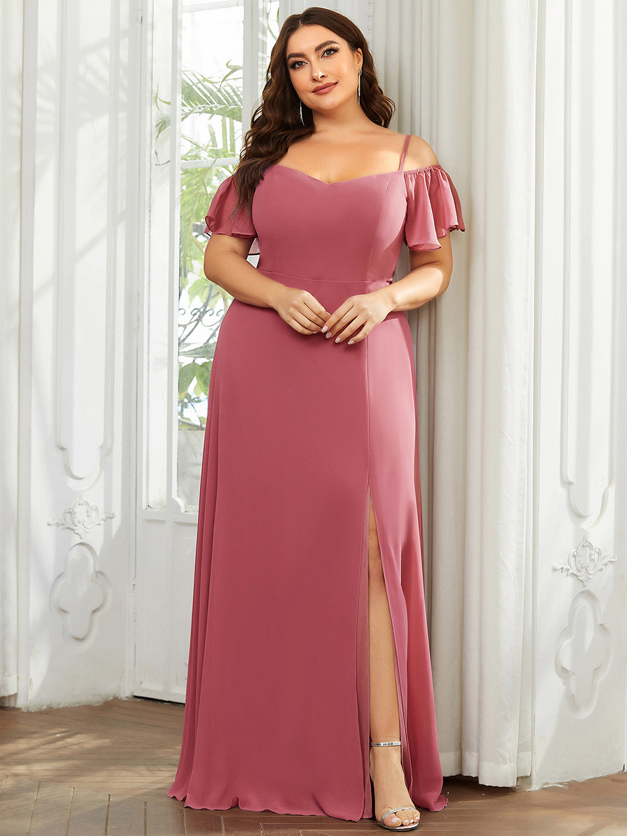 Taille personnalisée Robe de soirée sexy à épaules dénudées et à encolure en V #Couleur_Rose corail