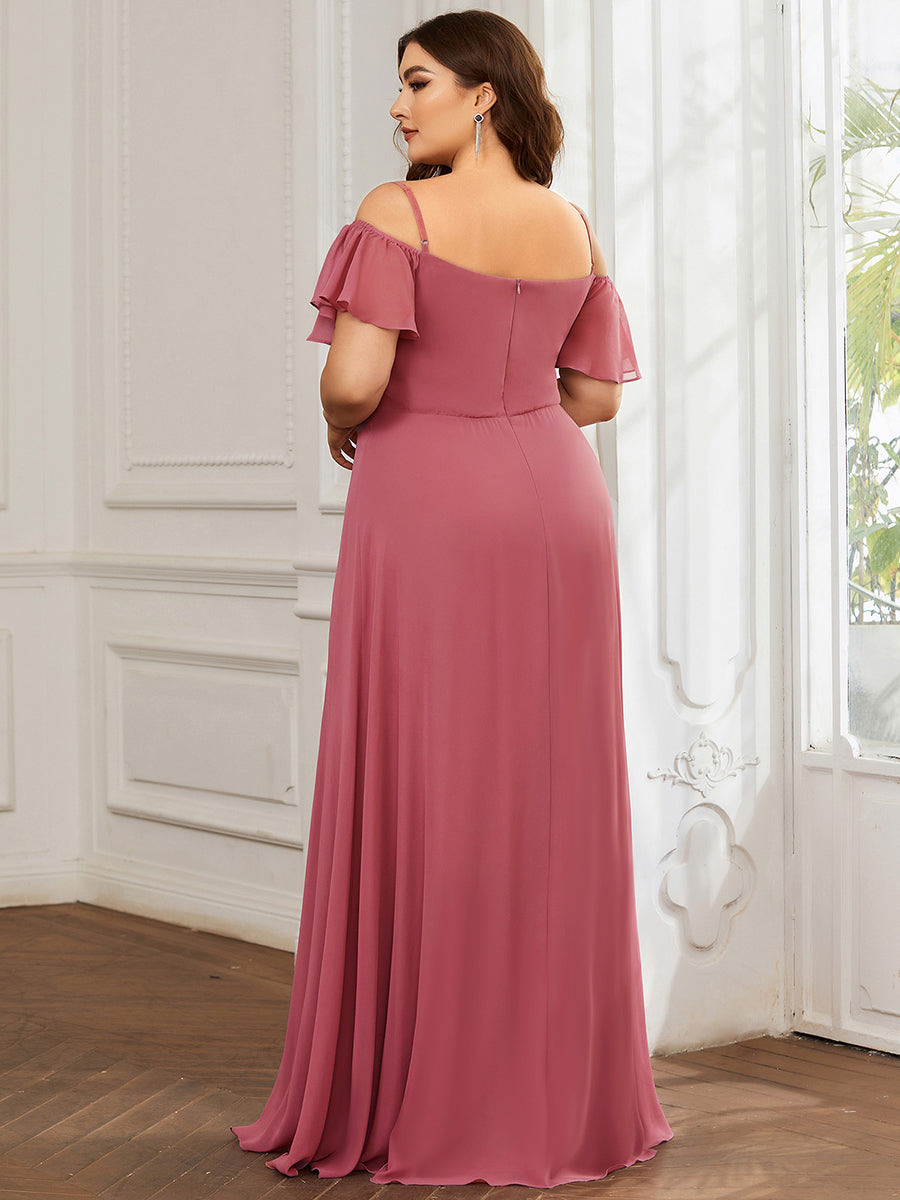 Taille personnalisée Robe de soirée sexy à épaules dénudées et à encolure en V #Couleur_Rose corail