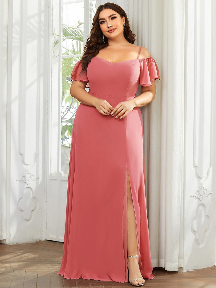 Taille personnalisée Robe de soirée sexy à épaules dénudées et à encolure en V #Couleur_Corail