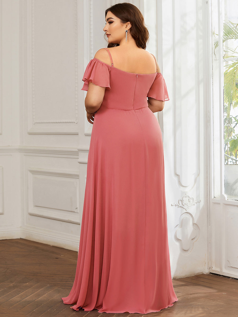 Taille personnalisée Robe de soirée sexy à épaules dénudées et à encolure en V #Couleur_Corail