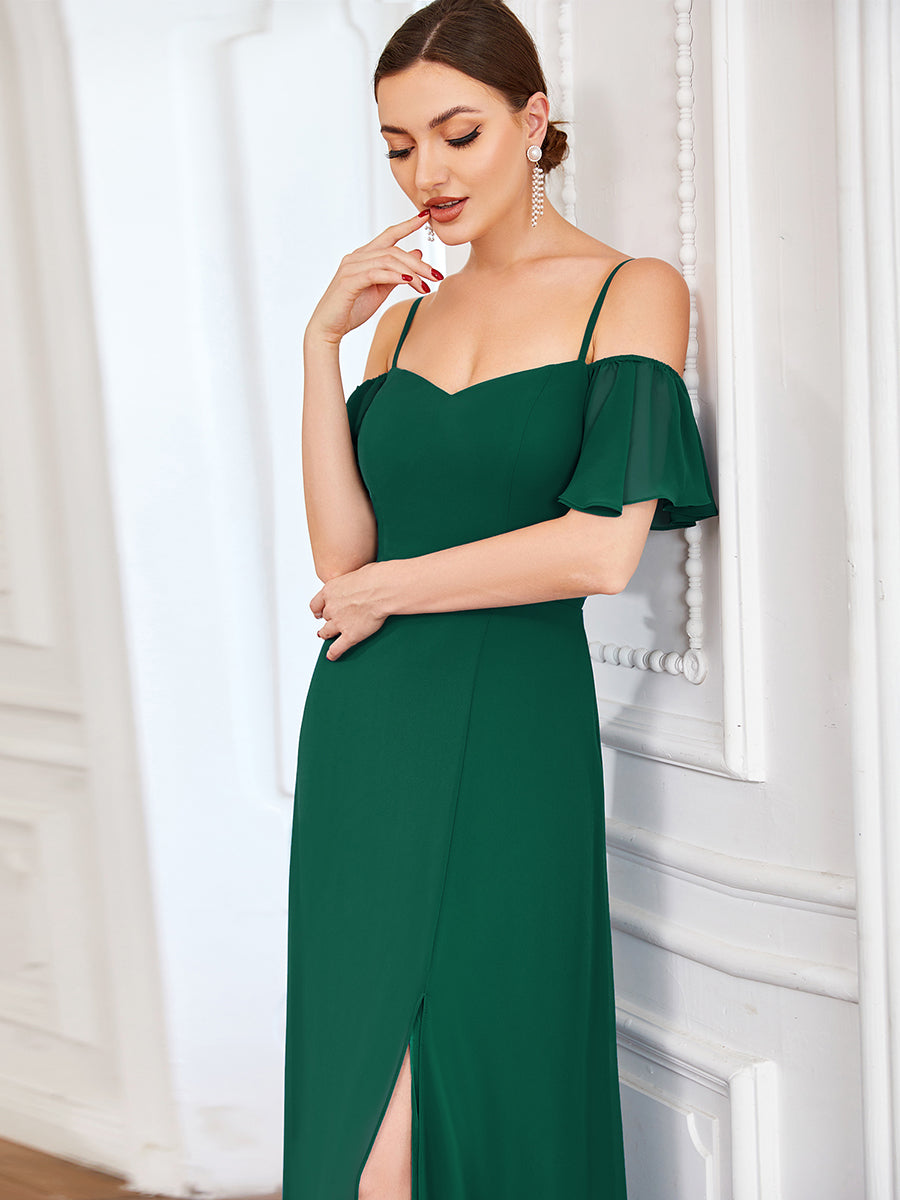 Taille personnalisée Robe de soirée sexy à épaules dénudées et à encolure en V #Couleur_Vert Fonce