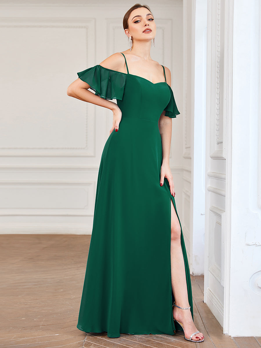 Taille personnalisée Robe de soirée sexy à épaules dénudées et à encolure en V #Couleur_Vert Fonce