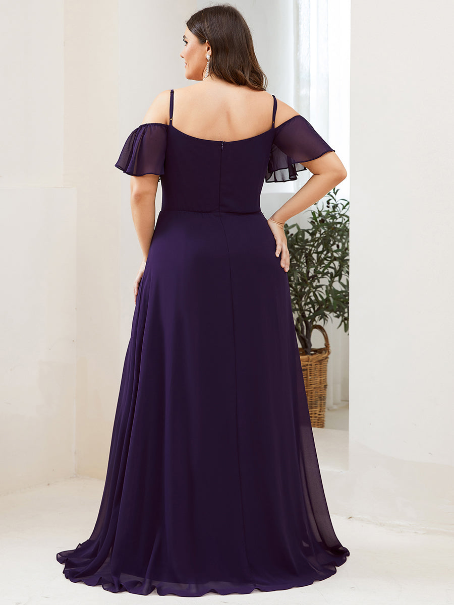 Taille personnalisée Robe de soirée sexy à épaules dénudées et à encolure en V #Couleur_Violet Fonce