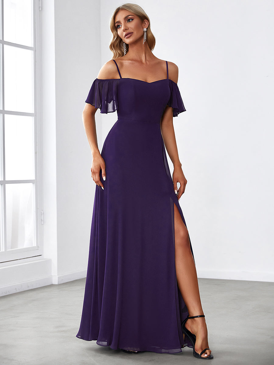 Taille personnalisée Robe de soirée sexy à épaules dénudées et à encolure en V #Couleur_Violet Fonce