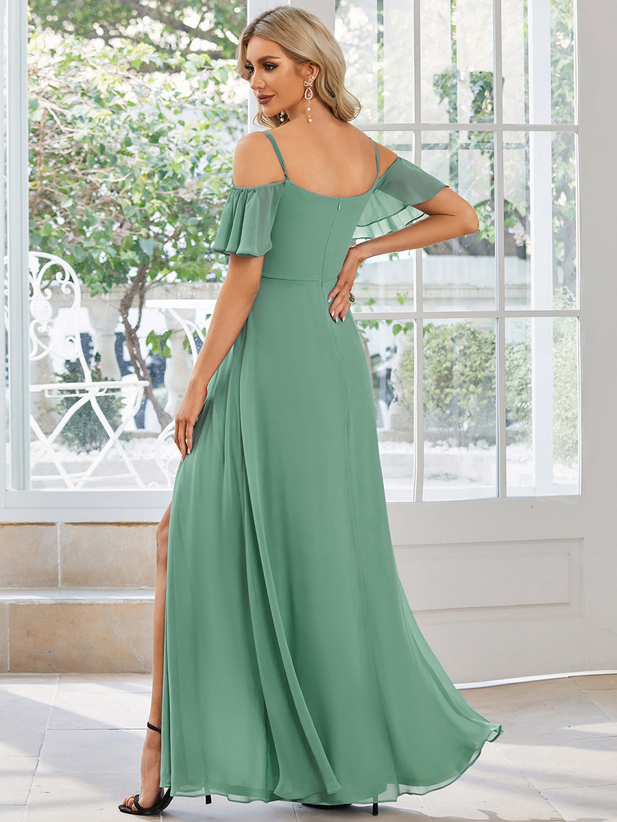 Taille personnalisée Robe de soirée sexy à épaules dénudées et à encolure en V #Couleur_Haricot Vert