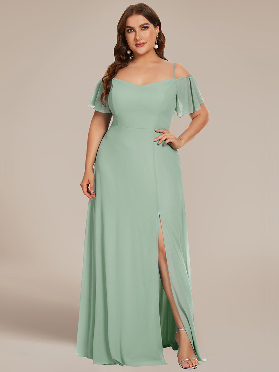 Taille personnalisée Robe de soirée sexy à épaules dénudées et à encolure en V #Couleur_Menthe Verte