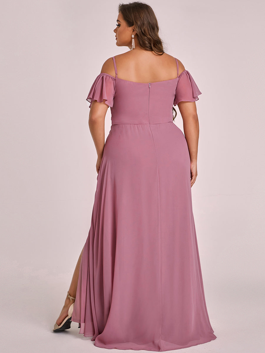 Taille personnalisée Robe de soirée sexy à épaules dénudées et à encolure en V #Couleur_Orchidee