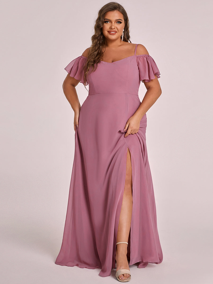 Taille personnalisée Robe de soirée sexy à épaules dénudées et à encolure en V #Couleur_Orchidee