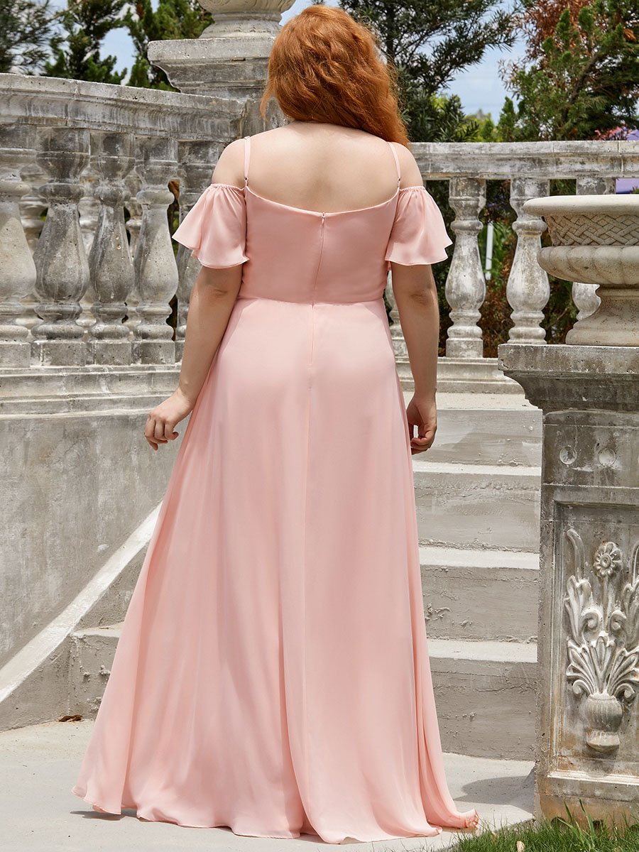 Taille personnalisée Robe de soirée sexy à épaules dénudées et à encolure en V #Couleur_Rose