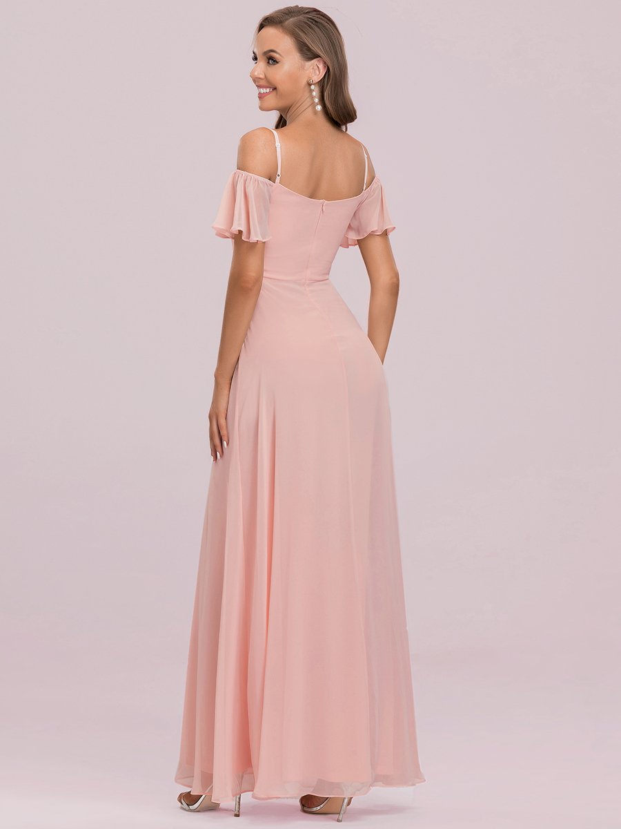 Taille personnalisée Robe de soirée sexy à épaules dénudées et à encolure en V #Couleur_Rose