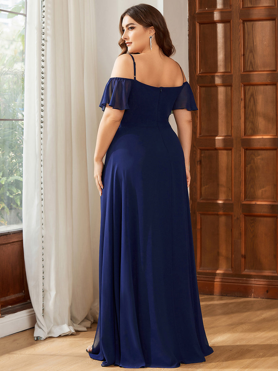 Taille personnalisée Robe de soirée sexy à épaules dénudées et à encolure en V #Couleur_Bleu Royal