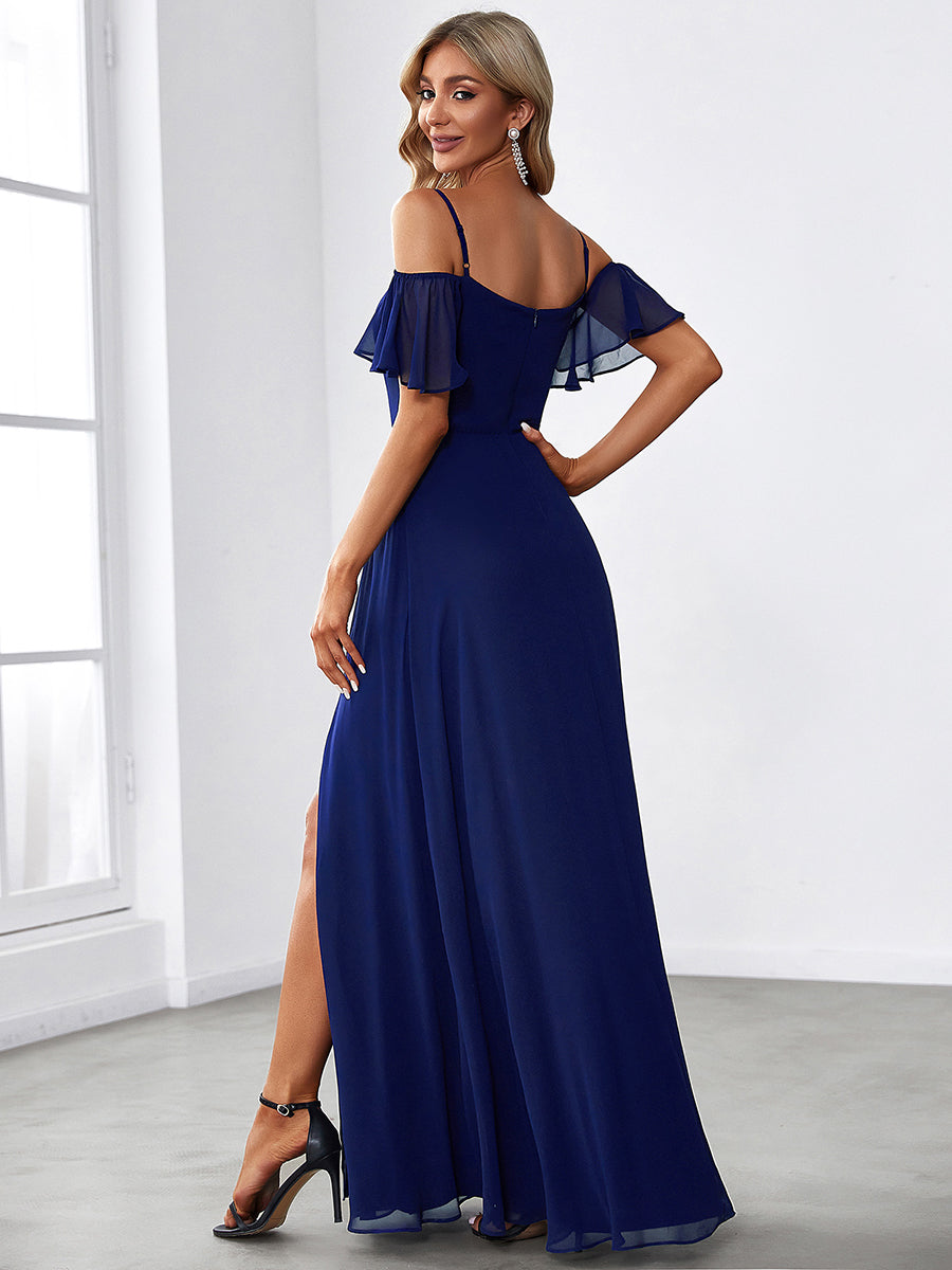 Taille personnalisée Robe de soirée sexy à épaules dénudées et à encolure en V #Couleur_Bleu Royal